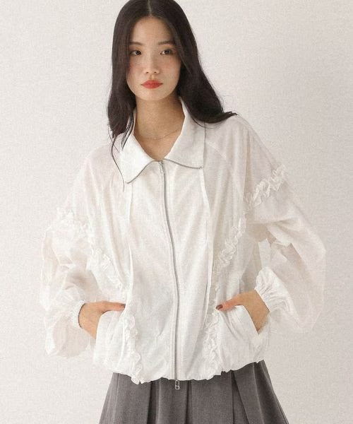 heather 褶邊尼龍 jacket