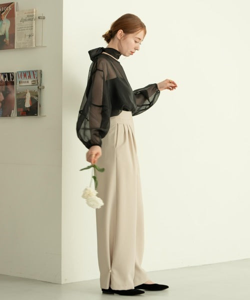 Hinari Sheer blouse with ribbon tie