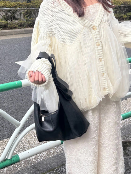 Olu. 薄紗拼接Cardigan