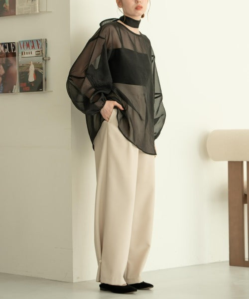 Hinari Sheer blouse with ribbon tie