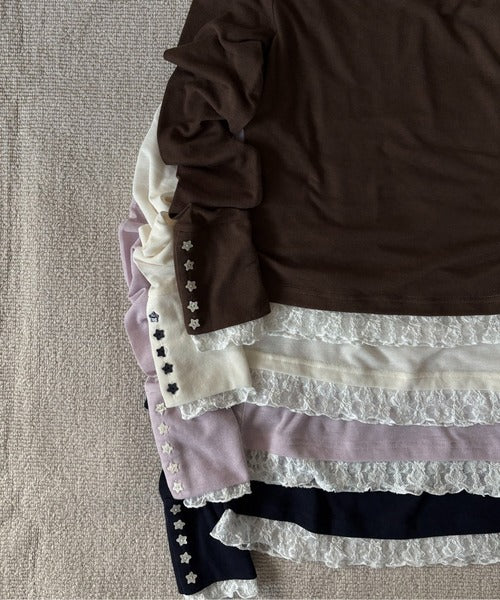 hazyl sheer sleeve design long T-shirt