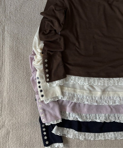 hazyl sheer sleeve design long T-shirt