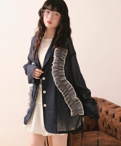 loin nuit sheer color scheme frill jacket