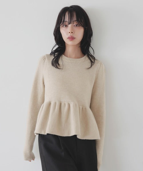 LIAN Peplum balloon knit pullover