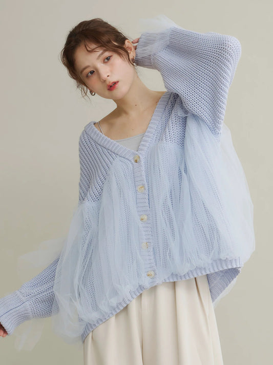 Olu. 薄紗拼接Cardigan