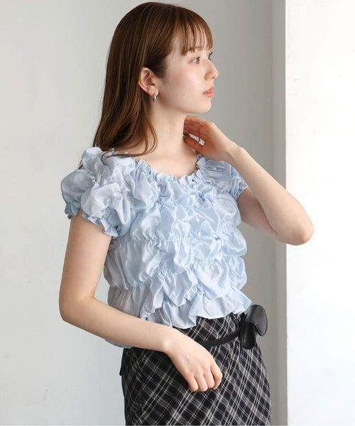 [No Button !] Shirring Blouse