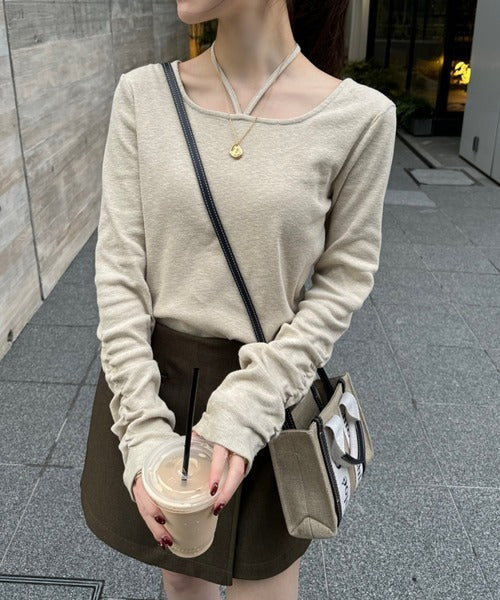 Hinari 綁帶掛頸混色上衣