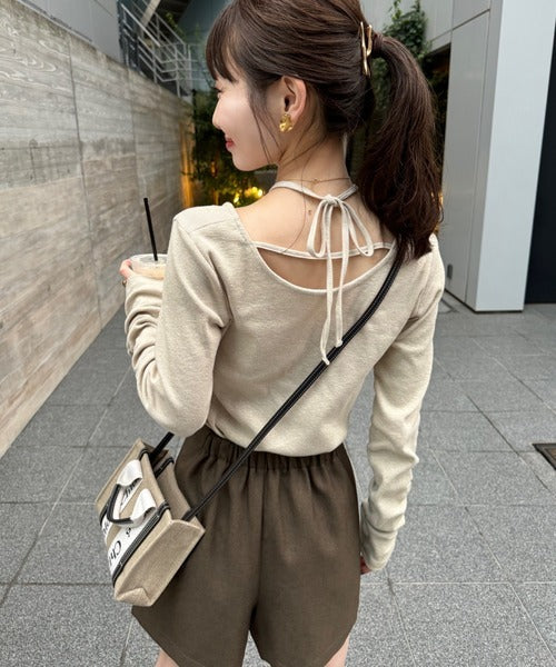 Hinari 綁帶掛頸混色上衣