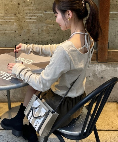 Hinari 綁帶掛頸混色上衣