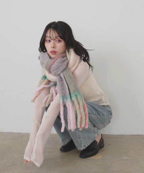 「全長240cm」LIAN 格仔長頸巾