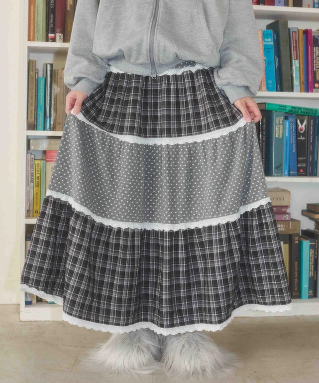 WC Patchwork tiered skirt