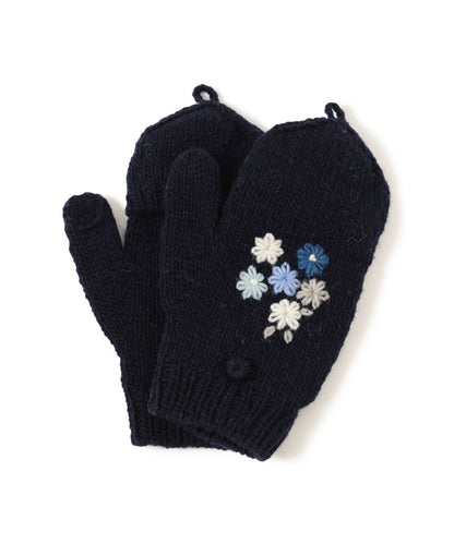 BEAMS BOY 100%羊毛花花刺繡手套
