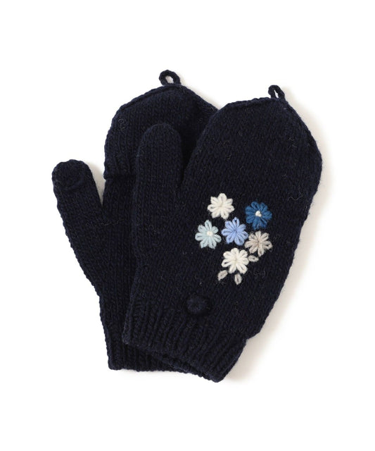 BEAMS BOY 100%羊毛花花刺繡手套