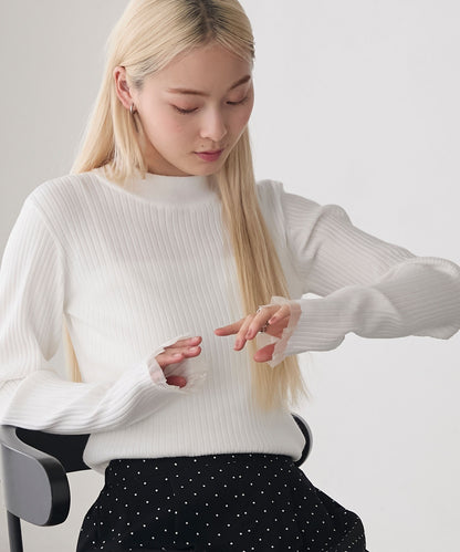 [15色] forksy. 荷葉邊袖口羅紋針織Top