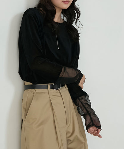 forksy. 天鵝絨透手袖Top