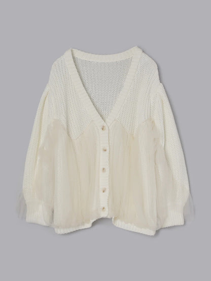 Olu. 薄紗拼接Cardigan