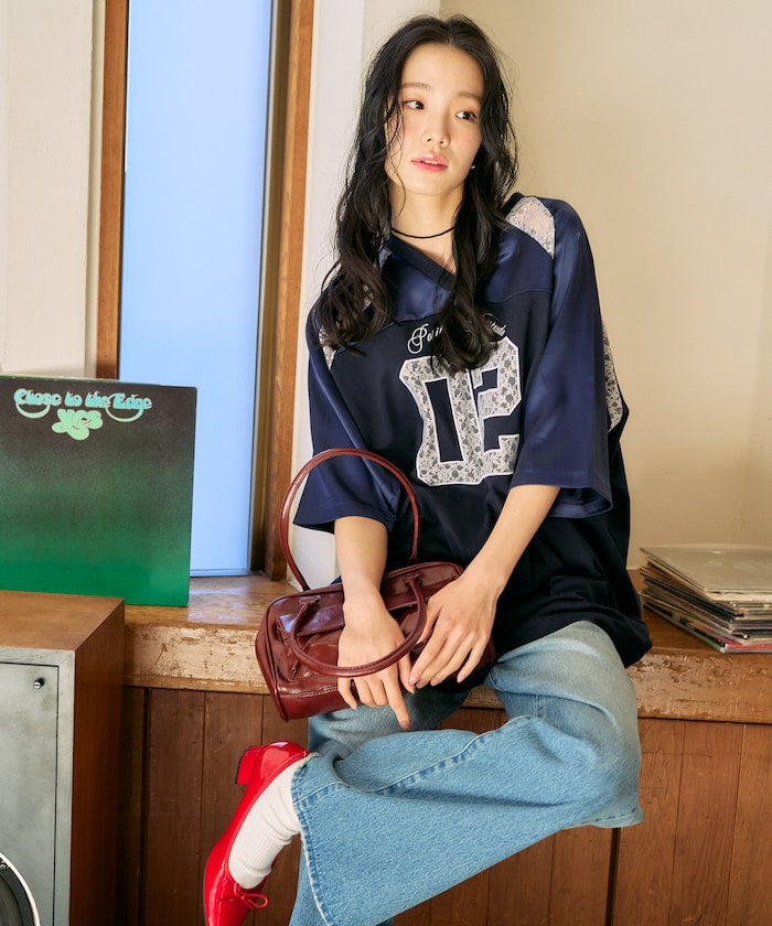 FREAK’S STORE 緞面Lace football tee⚽️