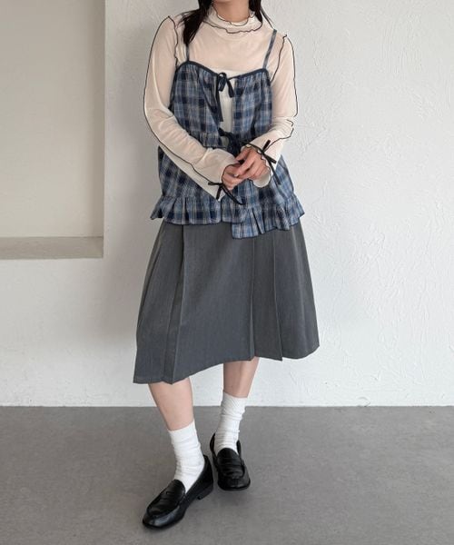 【12色展開】アソート袖リボンシアーメロートップス