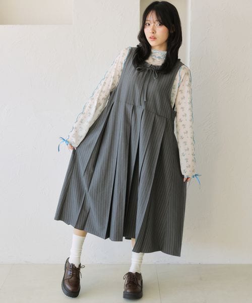 【12色展開】アソート袖リボンシアーメロートップス