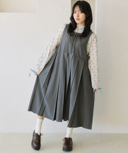 【12色展開】アソート袖リボンシアーメロートップス