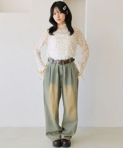 【12色展開】アソート袖リボンシアーメロートップス