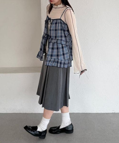 【12色展開】アソート袖リボンシアーメロートップス