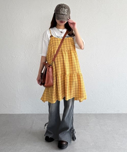 【3サイズ展開】オーバーダイリボンフレアデニムパンツ