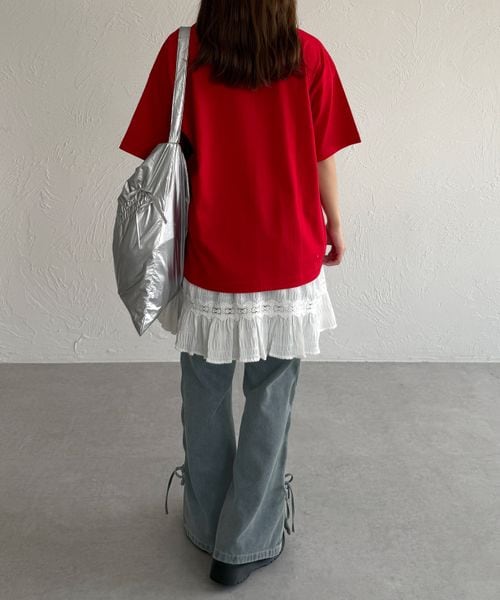 【3サイズ展開】オーバーダイリボンフレアデニムパンツ