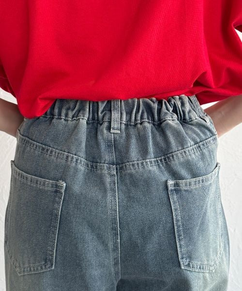 【3サイズ展開】オーバーダイリボンフレアデニムパンツ