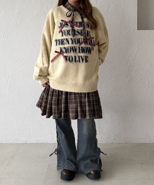 【3サイズ展開】オーバーダイリボンフレアデニムパンツ