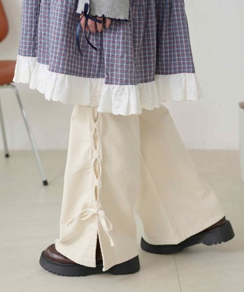 【3サイズ展開】オーバーダイリボンフレアデニムパンツ