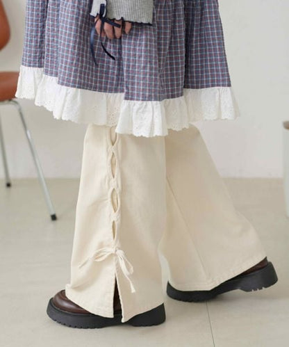 【3サイズ展開】オーバーダイリボンフレアデニムパンツ