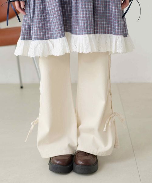 【3サイズ展開】オーバーダイリボンフレアデニムパンツ