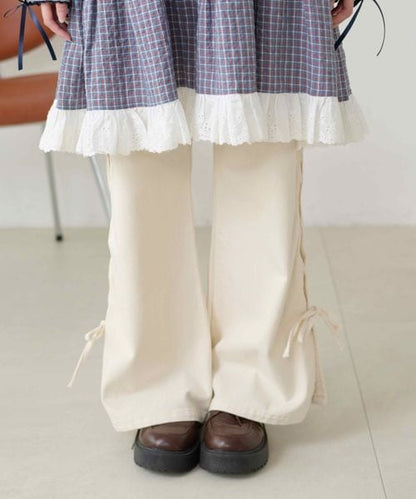 【3サイズ展開】オーバーダイリボンフレアデニムパンツ