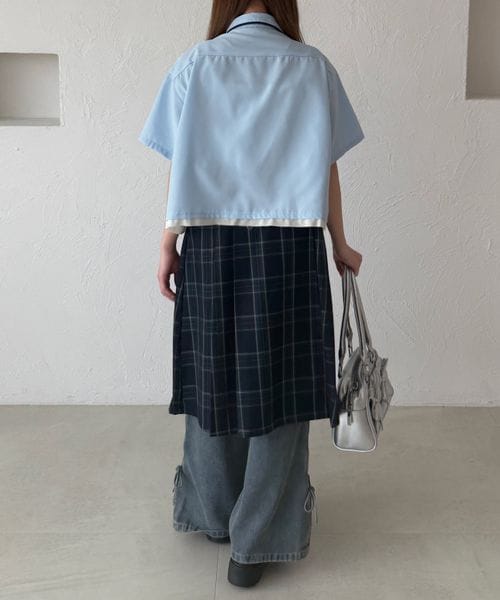 レイヤード風アソートドロストリボンシャツ