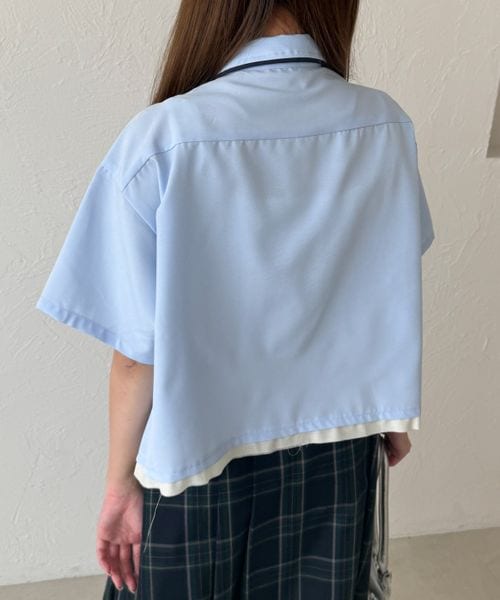 レイヤード風アソートドロストリボンシャツ