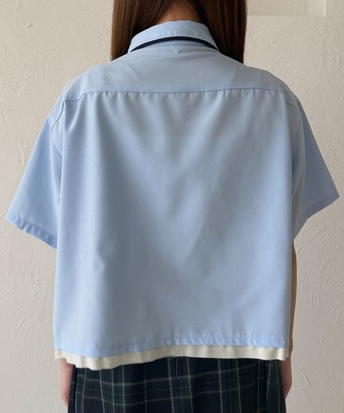 レイヤード風アソートドロストリボンシャツ