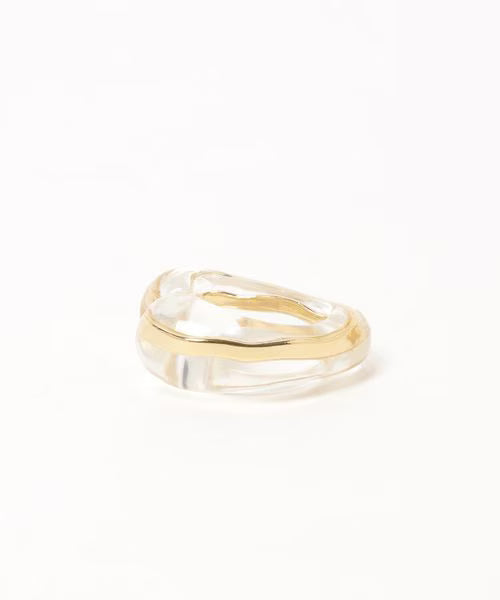 [超靚] 透明金線心心戒指