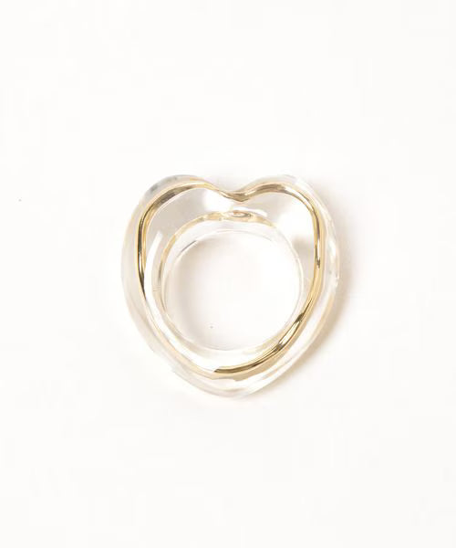 [超靚] 透明金線心心戒指