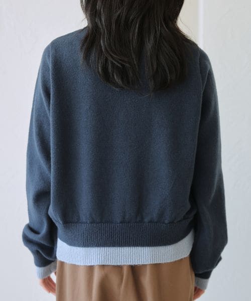 【and ST 限定カラーあり】レイヤード風 配色リボンカーディガン