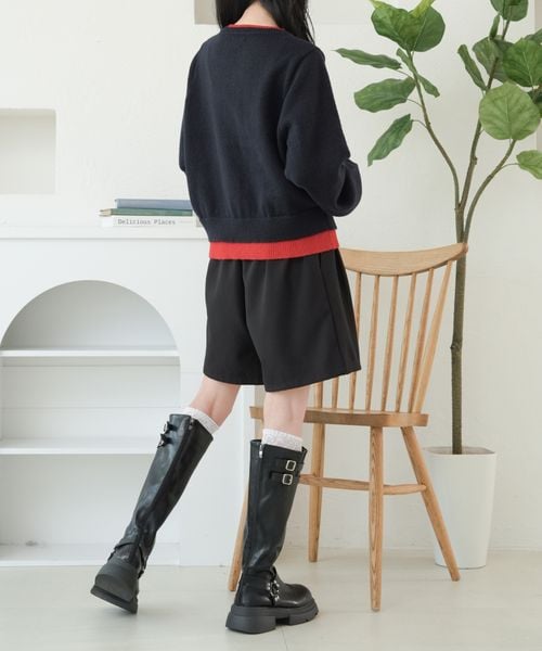 【and ST 限定カラーあり】レイヤード風 配色リボンカーディガン
