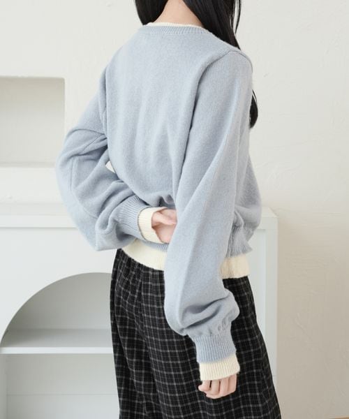 【and ST 限定カラーあり】レイヤード風 配色リボンカーディガン