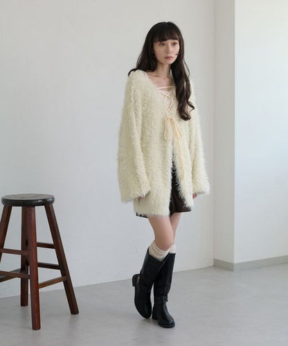 【apres jour clair】アソートレースアップシャギーニット
