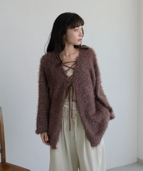 【apres jour clair】アソートレースアップシャギーニット