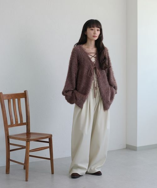 【apres jour clair】アソートレースアップシャギーニット