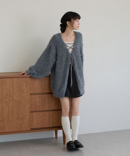 【apres jour clair】アソートレースアップシャギーニット