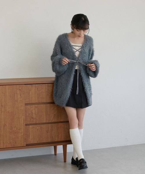 【apres jour clair】アソートレースアップシャギーニット