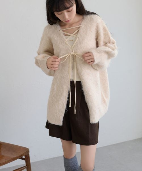【apres jour clair】アソートレースアップシャギーニット