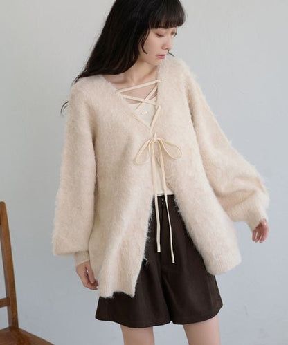 【apres jour clair】アソートレースアップシャギーニット