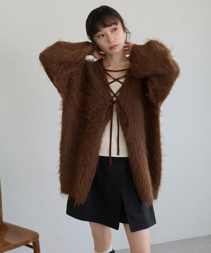 【apres jour clair】アソートレースアップシャギーニット